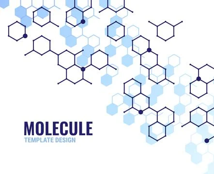 Chemistry molecule, science structure background. Bio molecular pattern with Stock Illustration