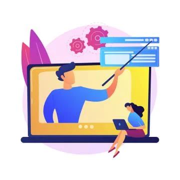 Chemistry online lessons vector concept metaphor. Stock Illustration