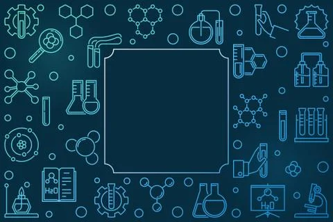 Chemistry outline blue frame. Vector Science illustration 스톡 일러스트