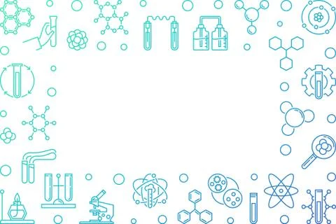 Chemistry outline colored vector frame with empty space Stock Illustration