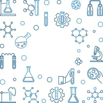 Chemistry outline vector background with empty space Stock Illustration