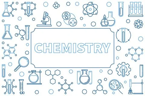 Chemistry outline vector illustration with empty space for text Stock Illustration