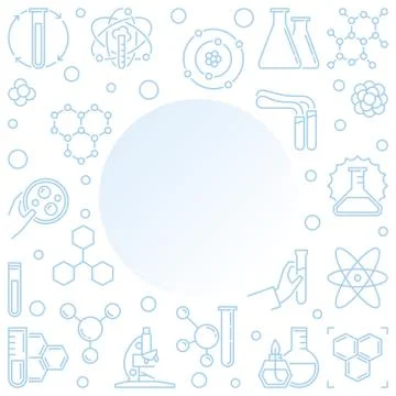 Chemistry outline vector illustration with empty space Stock Illustration