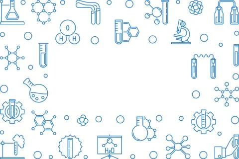 Chemistry outline vector illustration with empty space Stock Illustration