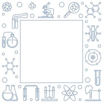 Chemistry outline vector square frame. Chemical illustration 스톡 일러스트