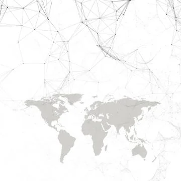 Chemistry pattern, black world map, connecting lines and dots, molecule Stock Illustration
