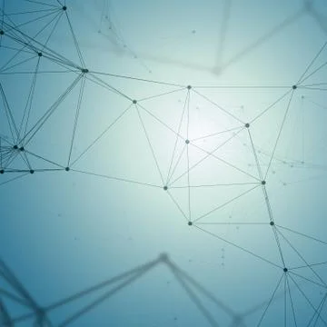 Chemistry pattern, connecting lines and dots, molecule structure on blue Stock Illustration