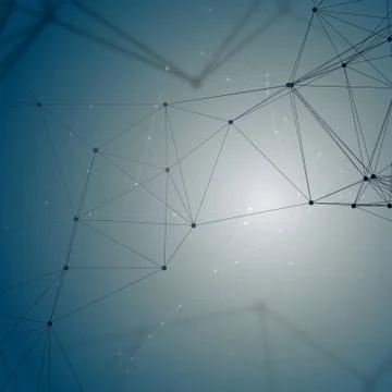 Chemistry pattern, connecting lines and dots, molecule structure on blue, s.. Stock Illustration