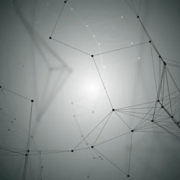Chemistry pattern, connecting lines and dots, molecule structure on gray Stock Illustration