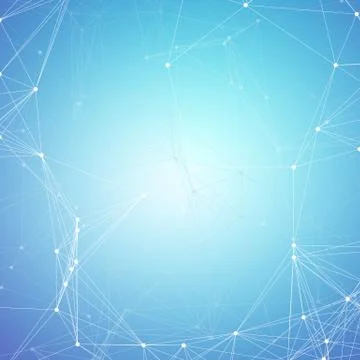 Chemistry pattern, connecting lines and dots, molecule structure on blue Stock Illustration