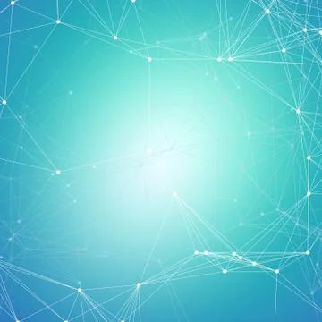 Chemistry pattern, connecting lines and dots, molecule structure on blue 스톡 일러스트