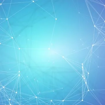 Chemistry pattern, connecting lines and dots, molecule structure on blue Stock Illustration