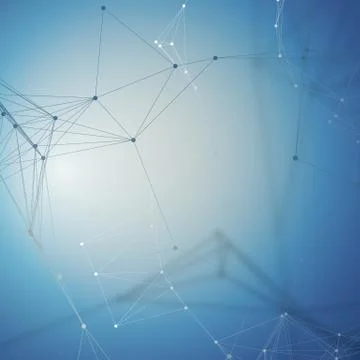 Chemistry pattern, connecting lines and dots, molecule structure on blue イラスト素材