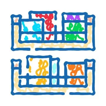 Chemistry periodic table doodle elements grid Illustrazione stock