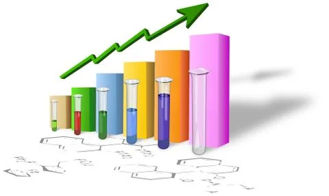 Chemistry progress graph with test tubes 库存插图