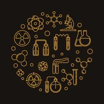 Chemistry of Radioactive Elements vector outline illustration Stock Illustration
