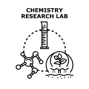 Chemistry research lab analyzing science and plant growth Stock Illustration