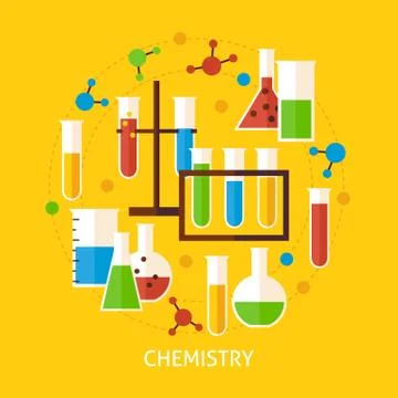 Chemistry Science Flat Vector Concept Illustrazione stock