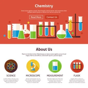 Chemistry Science Flat Web Design Template Stock Illustration