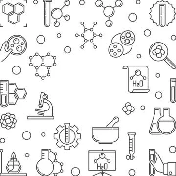 Chemistry Science minimal frame. Vector square illustration Stock Illustration