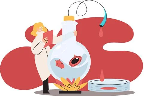Chemistry science research and development concept. Scientist in chemical Stock Illustration