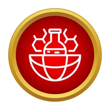 Chemistry science research globe flask icon Stock Illustration