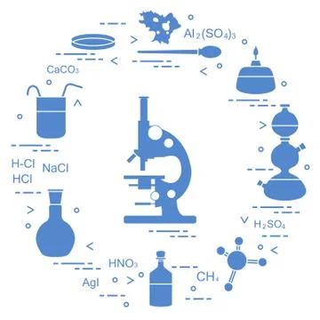 Chemistry scientific, education elements. Illustrazione stock