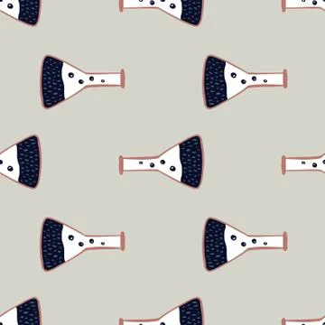 Chemistry seamless pattern with doode back and white flask silhouettes. Grey  Stock Illustration