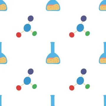 Chemistry seamless pattern molecule and flas Stock Illustration