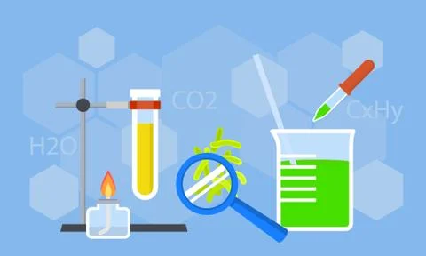 Chemistry study concept background, flat style 스톡 일러스트
