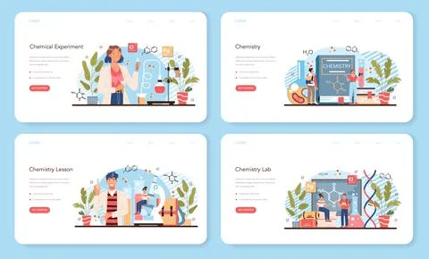 Chemistry studying web banner or landing page set. Chemistry lesson Stockillustratie
