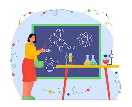 Chemistry teacher in classroom vector Stock Illustration