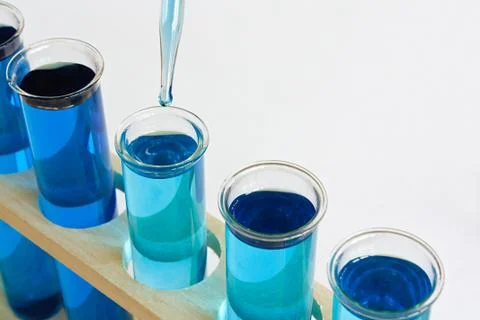Chemistry testing test tubes with dropper Stock Photos