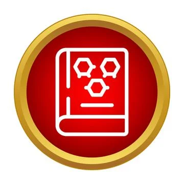 Chemistry textbook icon with molecular structure on red circle Stock Illustration