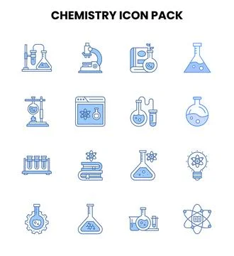 Chemistry Two Colour Vector Icons Pack 스톡 일러스트