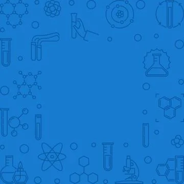 Chemistry vector blue square outline background with frame イラスト素材