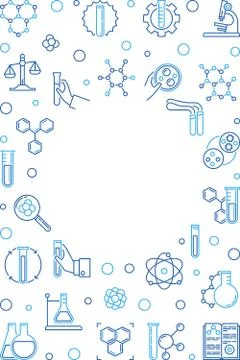 Chemistry vector creative vertical line banner with round frame Stock Illustration