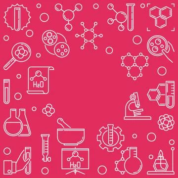 Chemistry vector line square illustration with round frame イラスト素材