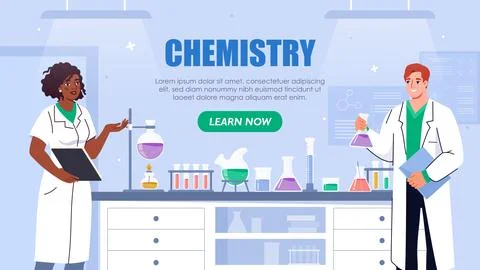 Chemists in lab vector poster Stock Illustration