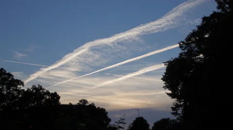 Chemitrails in the skies Video stock 58497142