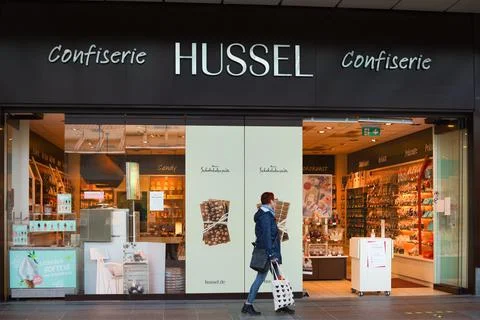 Chemnitz, Germany - 16-10-2021: Entrance of the Hussel Confiserie, shop, supp Stock Photos