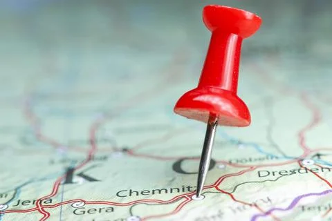 Chemnitz, Germany pin on map Stock Photos