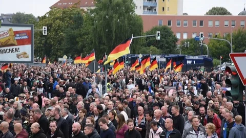 Chemnitz, Germany - September 01, 2018: Afd demonstration Trauermarsch Stock Footage 94502147