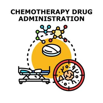 Chemotherapy drug administration process targeting cancer cells Stock Illustration