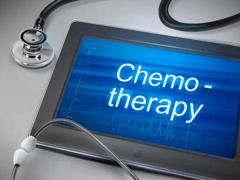 Chemotherapy word display on tablet Stock Illustration