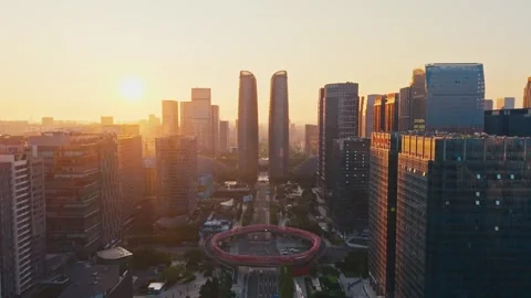 Chengdu Night Lights Drone 4K Vídeos de archivo 334217765