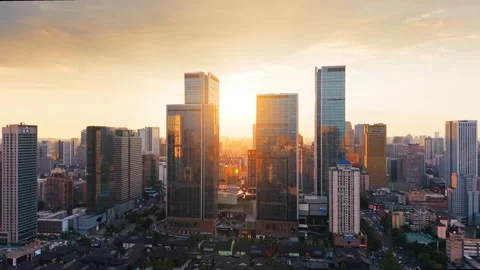 Chengdu Skyline Drone 4K Vídeos de archivo 334219551