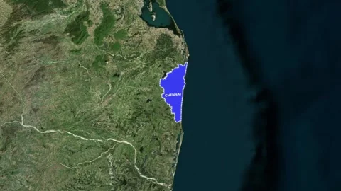 Chennai City Map Highlight with Zoom Effect. India Geography Map Animation 4K Stock Footage 331412537