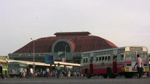 Chennai (Madras) bus terminus, transportation in India Stock Footage