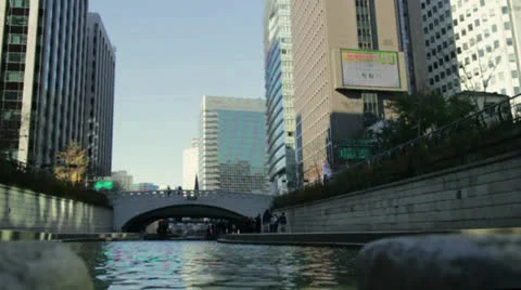 Cheonggyecheon low Stock Footage 22849833
